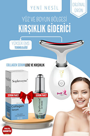 Yüz Ve Boyun Ems Güzellik Cihazı + Collagen Serum ( Gıdı,sarkma,kırışıklık)