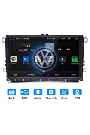 Bawerlink BW-9400 9 Inc Androıd 11 T3 2+32 Gb+Carplay VW Universal Multimedıa Oto Teyp (Volkswagen)