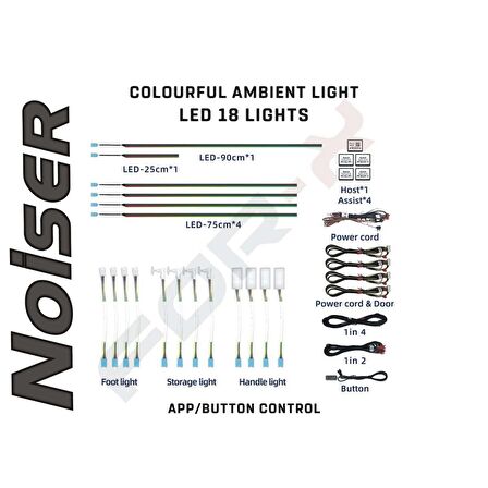 Noiser  X-LED18 App Kontrollü Rgb Araç Içi Ambians LED