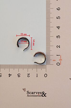Renkli Zirkon Taşlı Earcuff Sıkıştırmalı Kıkırdak Küpesi Gümüş Renk