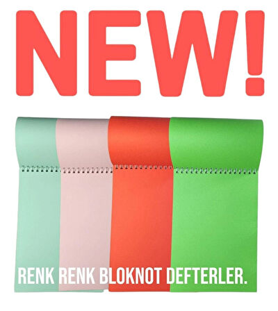 BLOKNOT 4LÜ SET RENKLİ ÇİZGİSİZ A5 DEFTER