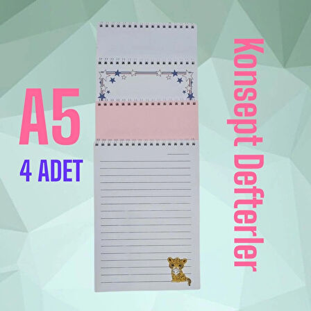 BLOKNOT 4LÜ SET RENKLİ ÇİZGİSİZ A5 DEFTER