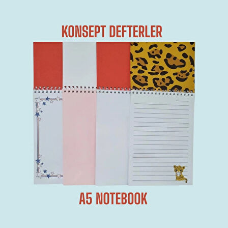 BLOKNOT 4LÜ SET RENKLİ ÇİZGİSİZ A5 DEFTER