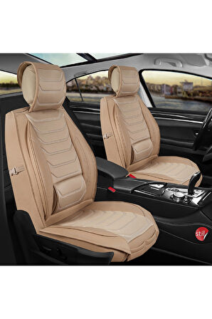 Fiat Doblo 2010-2015 2+1 Parçalı Lüx Deri Oto Koltuk Kılıfı Ön Arka Takım Eagle BEJ