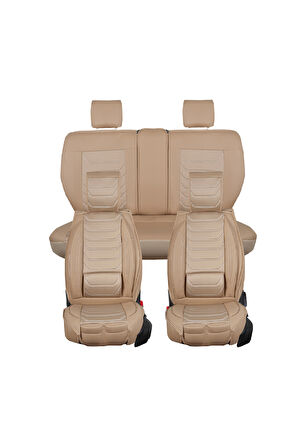 Fiat Doblo 2010-2015 2+1 Parçalı Lüx Deri Oto Koltuk Kılıfı Ön Arka Takım Eagle BEJ