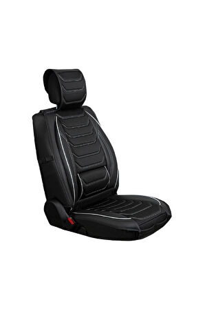 Ford Connect 2+1 Parçalı Lüx Deri Oto Koltuk Kılıfı Ön Arka Takım Eagle SİYAH BEYAZ