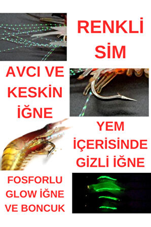 Eagenset Fosforlu Glow İğneli, Boncuklu Silikon Karides Yapay Yem Siyah