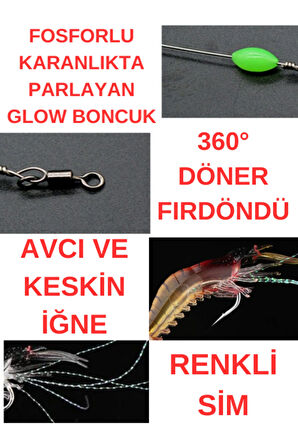 Eagenset Fosforlu Glow İğneli, Boncuklu Silikon Karides Yapay Yem Sarı