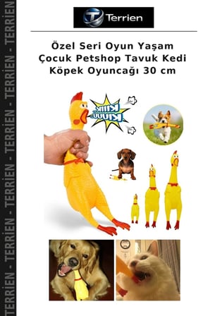 Özel Seri Oyun Yaşam Çocuk Petshop Tavuk Kedi Köpek Oyuncağı 30 cm