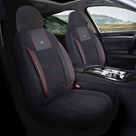 Fiat Egea Araçlara Uyumlu Oto Koltuk Kılıfı Seti - Violet Serisi Siyah/Kırmızı