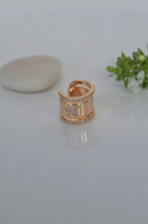 Zirkon Taş Yıldız Detaylı Earcuff Deliksiz Kıkırdak Küpesi