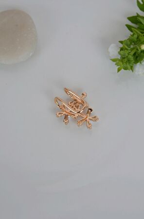 İncili ve Çiçekli Earcuff Sıkıştırmalı Kıkırdak Küpesi