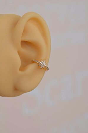 Minimal Kuzey Yıldızlı Earcuff Sıkıştırmalı Kutup Yıldızlı Kıkırdak Küpesi