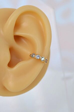 Zirkon Taşlı Earcuff Sıkıştırmalı Kıkırdak Küpesi