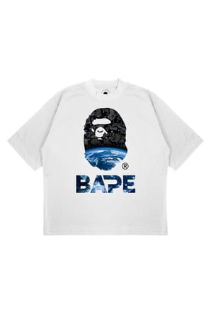 Unisex Oversize A BATHING APE EARTH Baskılı Boxy Fit Kalın Kumaşlı (240gsm) T-shirt