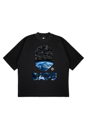 Unisex Oversize A BATHING APE EARTH Baskılı Boxy Fit Kalın Kumaşlı (240gsm) T-shirt
