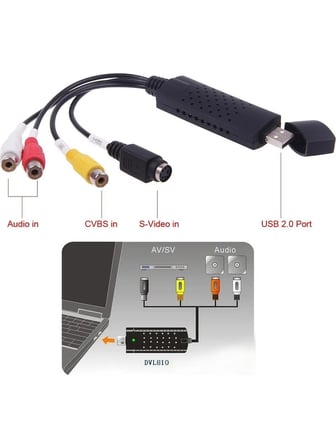 Luve Store USB EasyCAP 4 Kanal Video Capture Kayıt Kartı RCA S-Video Analog Görüntü Aktarma Dönüştürücü PAL NTSC