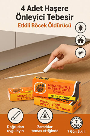 4 Adet Haşere Tebeşiri - Böcek Önleyici Tebeşir - Etkili Hamam Böceği ve Karınca Kovucu (7474)