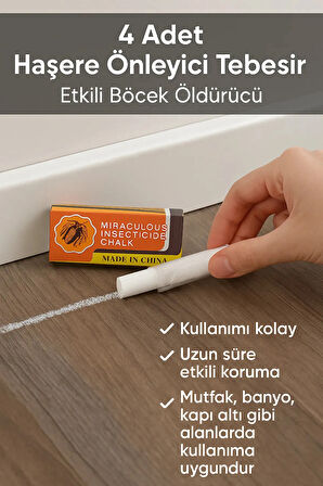 4 Adet Haşere Tebeşiri - Böcek Önleyici Tebeşir - Etkili Hamam Böceği ve Karınca Kovucu (7474)