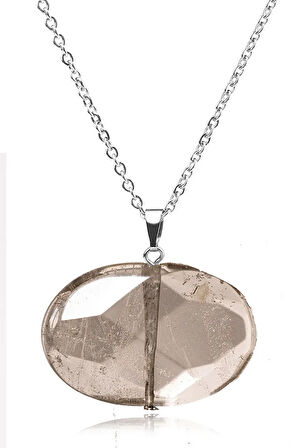 Sertifikalı Elmas Kesim AAA+ Dumanlı Kuvars Taşı Kolye