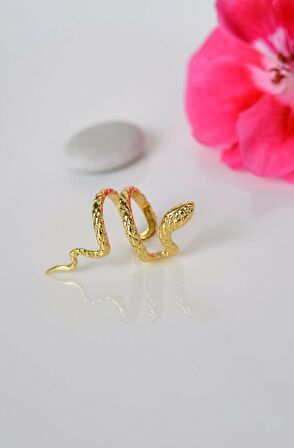Gold Yılan Earcuff Sıkıştırmalı Kıkırdak Küpesi
