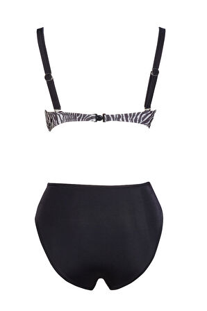 Endeep Beria Kadın Zebra Desenli Toparlayıcı Askılı Bikini Takımı