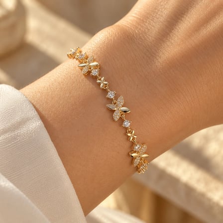 Renkli Kelebek Model Zirkon Taşlı Asansörlü Su Yolu Kadın Bileklik
