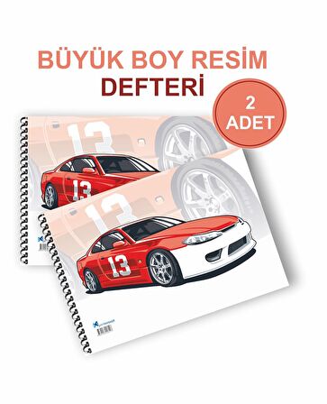 Mediart 2'li Arabalı Resim Defteri Spiralli Karton Kapak 23x33 Cm 15 Yaprak Resim Defteri Orta Boy
