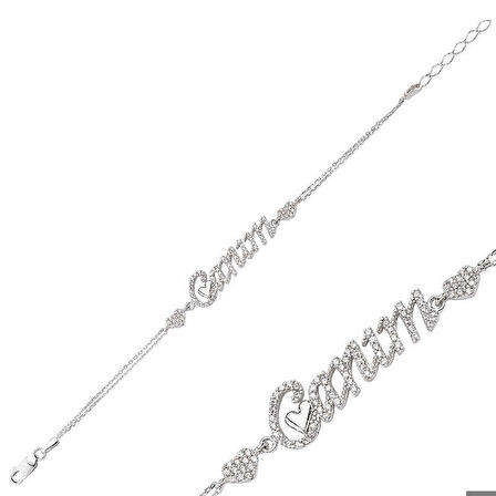 Ebuz Gümüş Canım Yazılı Kadın Bileklik