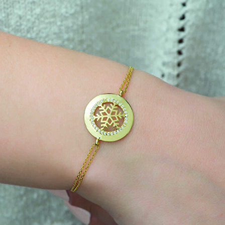 Ebuz Gümüş Gold Kar Tanesi Kadın Bileklik