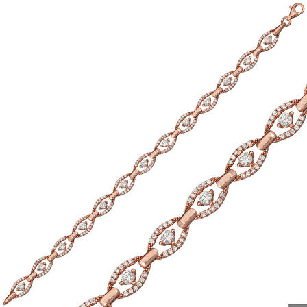 Ebuz Gümüş Rose Oval Su Yolu Kadın Bileklik