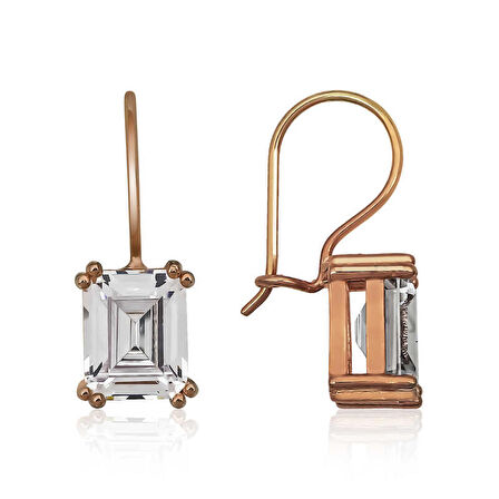 Ebuz Gümüş Sallantılı Baget Taşlı Kadın Küpe