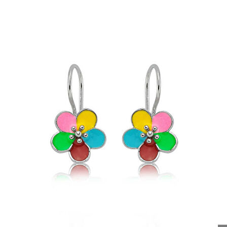 Ebuz Gümüş Sallantılı Çiçek Çocuk Küpesi