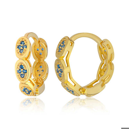 Ebuz Gümüş Zirkon Taşlı Halka Kadın Küpe