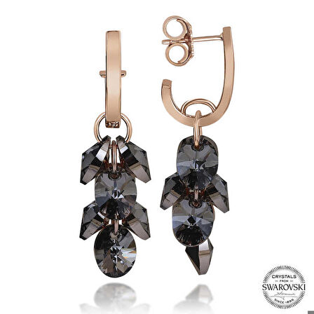 Ebuz Swarovski Crystal Taşlı Gümüş Salkım Sallantılı Kadın Küpe