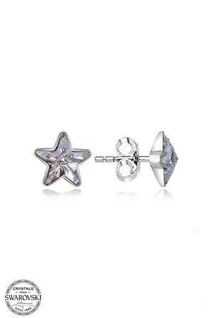 Ebuz Swarovski Crystal Taşlı Gümüş Yıldız Çivili Kadın Küpe