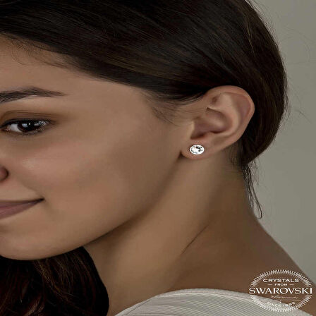Ebuz Swarovski Crystal Taşlı Gümüş  Çivili Kadın Küpe