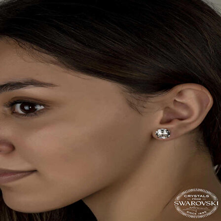 Ebuz Swarovski Crystal Taşlı Gümüş Çivili Kadın Küpe