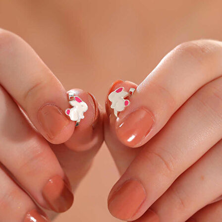 Ebuz Gümüş Tavşan Çocuk Küpesi