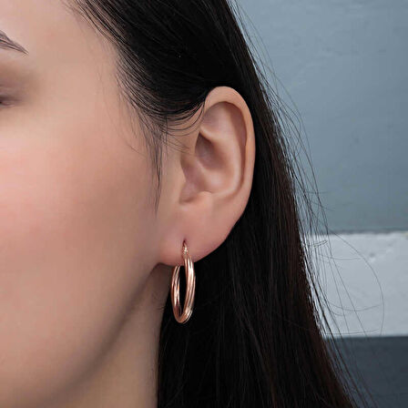 Ebuz Gümüş Rose 3 mm Burgu Şarnel Küpe