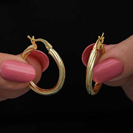 Ebuz Gümüş Gold 3 mm Burgu Şarnel Küpe