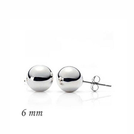 Ebuz Gümüş Top Küpe - 6 mm