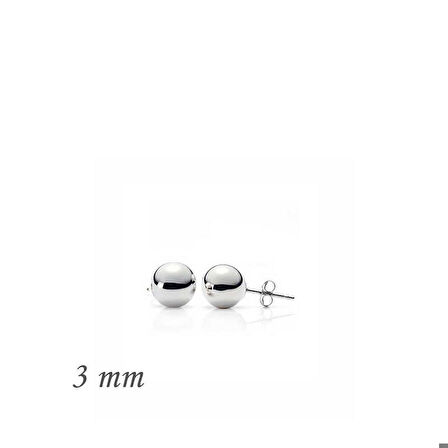 Ebuz Gümüş Top Küpe - 3 mm