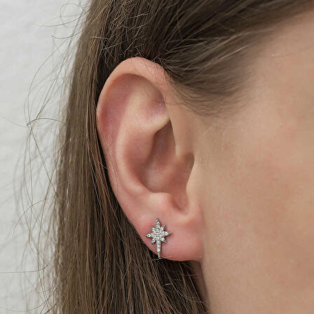 Ebuz Gümüş Kutup Yıldızı Küpe