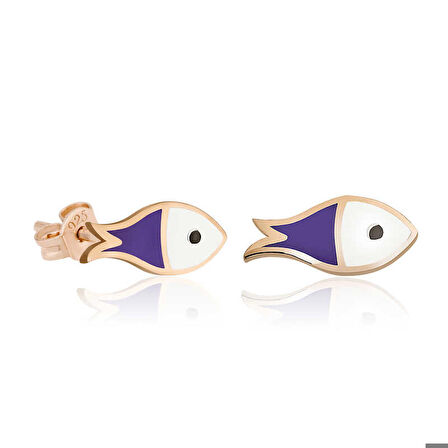 Ebuz Gümüş Mor Balık Küpe