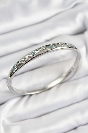 Pirinç Zirkon Taşlı Kelebek Model Gümüş Renk Kadın Kelepçe