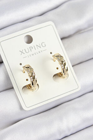Xuping Zirkon Taşlı Halka Model Gold Renk Kadın Küpe