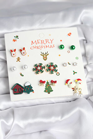 Yılbaşı Temalı 8 Çift Küpe Seti