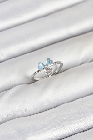 Pirinç Gümüş Renk Yonca Model Kadın Yüzük