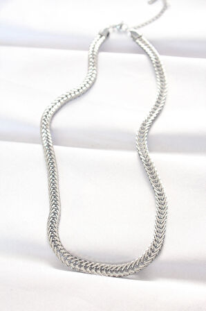 316L Çelik Silver Renk Balık Sırtı Zincir Kolye - EBJ240521W24284